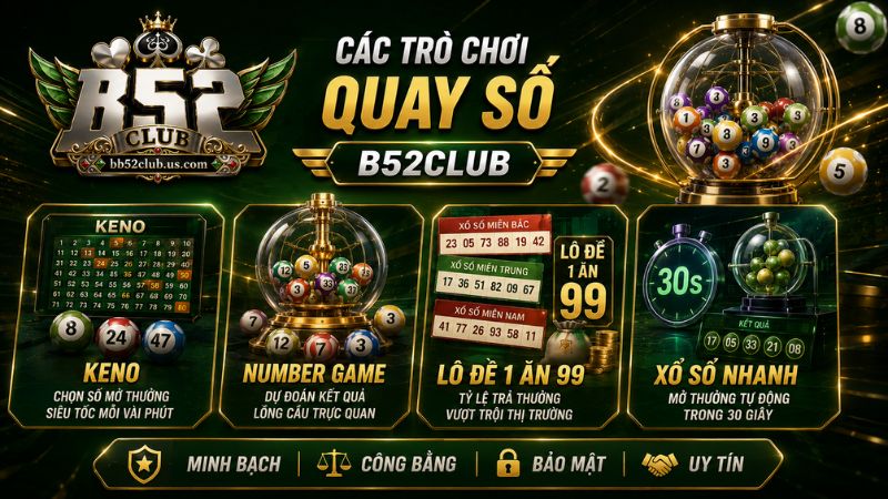 Điểm danh các trò chơi quay số B52Club phổ biến