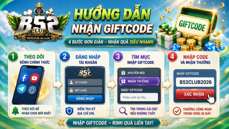 Hướng dẫn cách nhận Giftcode B52Club nhanh chóng