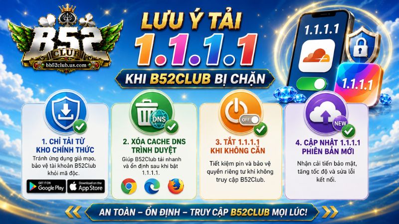 Lưu ý tải 1.1.1.1 khi B52Club bị chặn